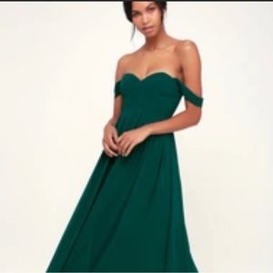Lulus Emerald Green Off-the-Shoulder Dress